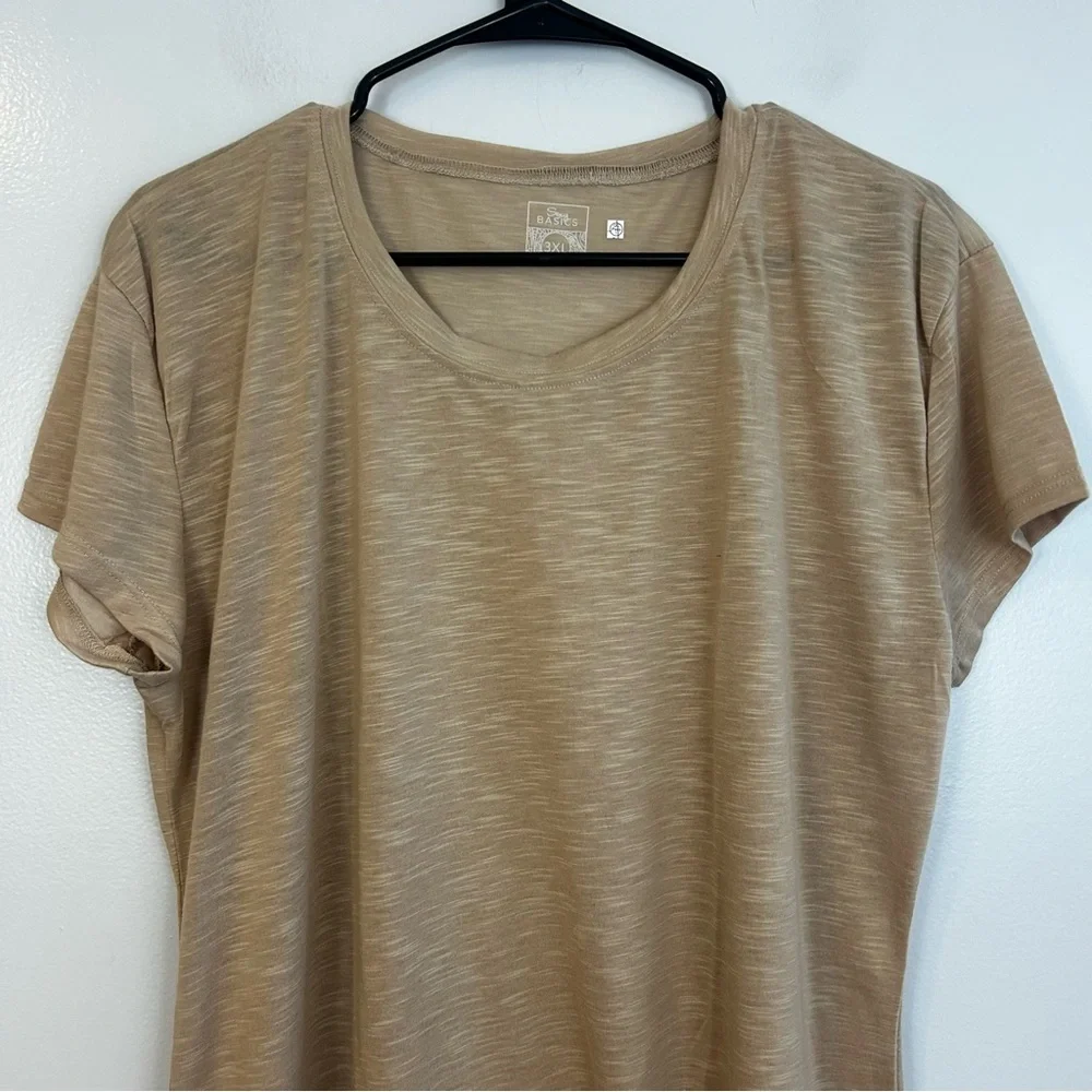 NWT Sexy Basic's Lightweight Casual Tan Short Sleeve Yoga Top/T-Shirt Size 3X
